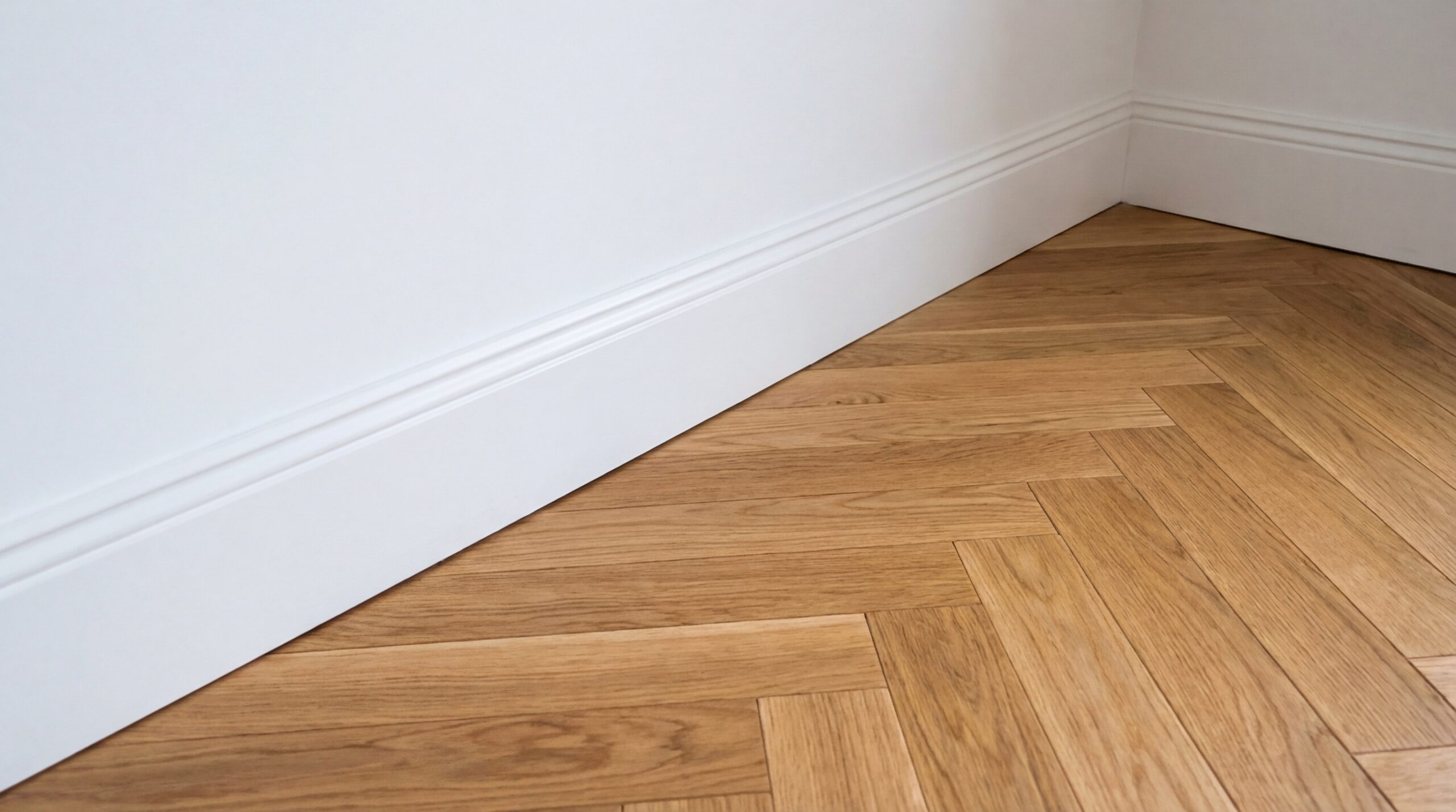Sockelleiste verdeckt die Dehnungsfuge zwischen Parkett und Wand