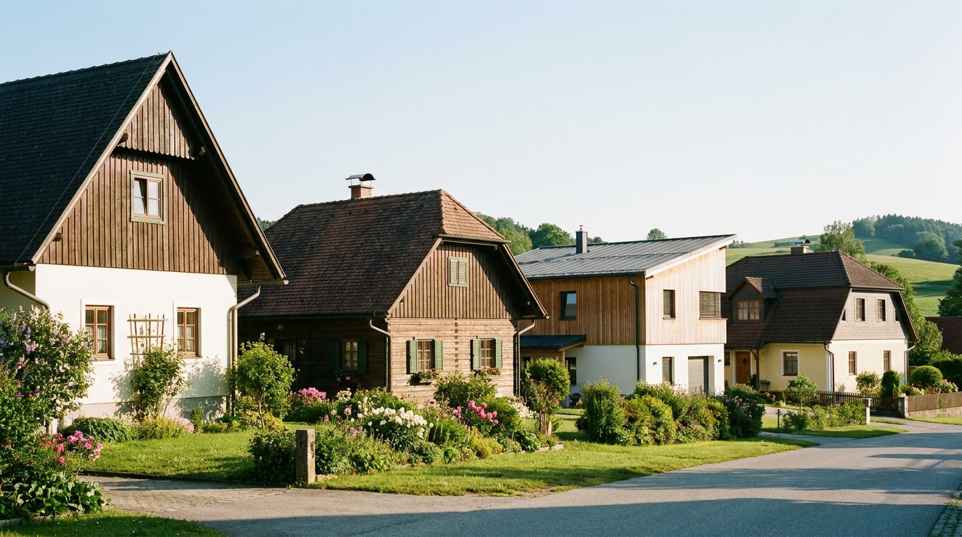 Verschiedene Dachformen an österreichischen Einfamilienhäusern in der Übersicht